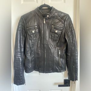 MICHAEL KORS 100% Genuine Leather Moto Jacket